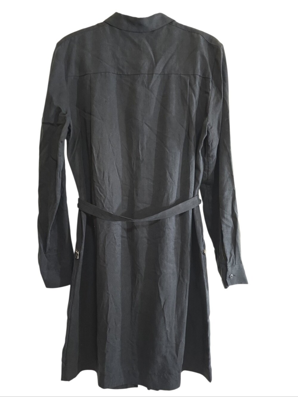 ATM Anthony Thomas Melillo Black Belted Shirt Dress Medium Cargo Utility Tencel - Picture 6 of 10